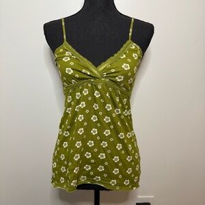 Poof Excellence Green Floral Babydoll Top